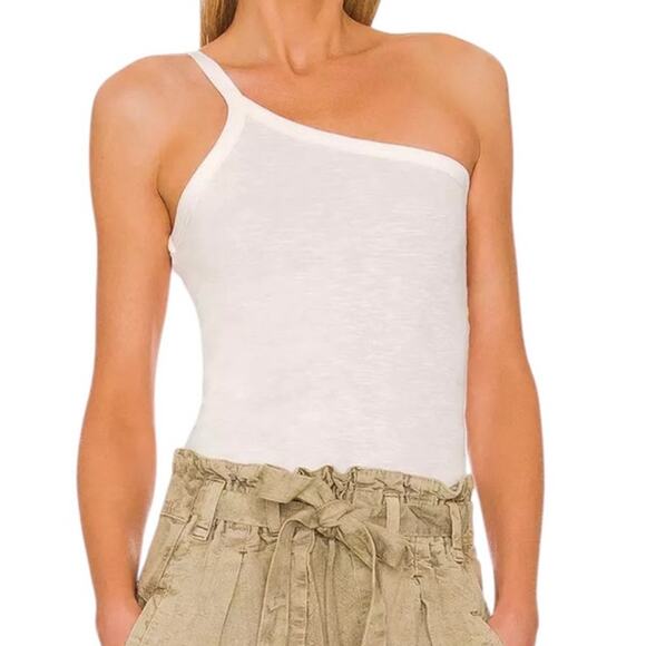 We the Free People One Way or Another One Shoulder Ribbed Tank Top Green Small - Picture 7 of 7